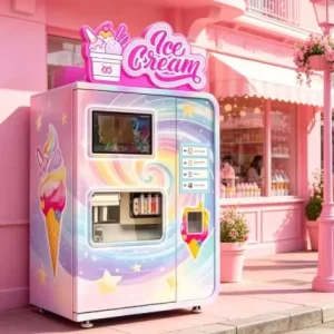 Floor Standing Automatic Ice Cream Vending Machine Big Compressor High Efficiency Fruit Milk Options for Soft Serve