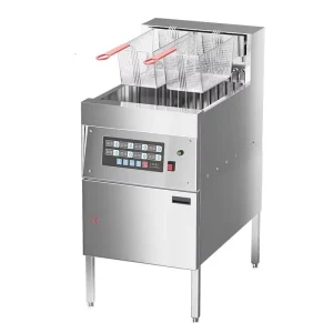 Floor Standing Commercial Electric Deep Fryer Stainless Steel Single Tank with Digital Control 2 Baskets for Fast Food