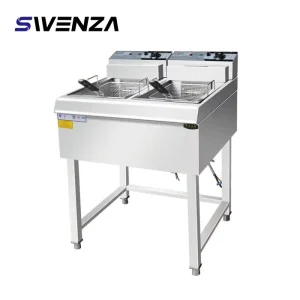 Floor Standing Electric Double Tank Deep Fryer High Capacity Fast Heating Reliable for Busy Kitchens