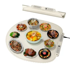 Foldable Round Child Lock Warm Tray With Adjustable Warming for Home Office Kitchen Use Store Friendly Electric Food Heating Mat