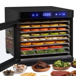 Food Dehydrator Machine 8 Stainless Steel Trays 700W Dehydrator for Meat 24H Timer Fruits Dryer