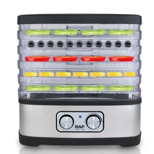 Food Dehydrator with 5 Layer Tray System 240W Low Noise Energy Saving Design Increased Capacity and Simple Operation