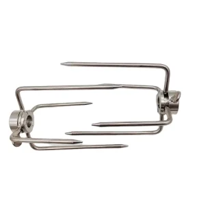 Food Grade 304 Stainless Steel 4 Claw BBQ Spit Forks Metal Meat Clamp Spit for Electric Rotisserie Skewer Grilling