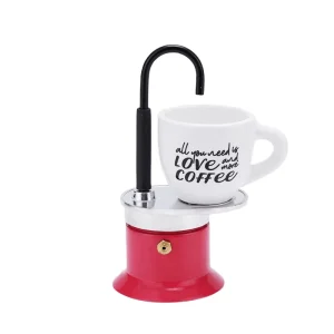 Food Grade Aluminum Art Crooked Tube Mini 1 Cup Mocha Pot Customized Color Logo Commercial Use Espresso Boil