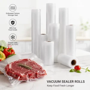Food Grade Approved Commercial Kitchen Sous Vide Cooking Fresh Meat Seafood Vegetables Vacuum Sealer PET PE Heat Seal Roll Bags