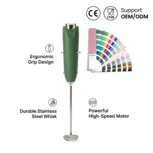 Food Grade Milk Frother Stainless Steel Wand Portable Electric Foam Maker Power Battery Drink Mixer for Lattes Matcha With Stand