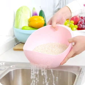 Food Grade Plastic Rice Washer Strainer Washing Colander with Handle for Vegetables and Fruits Water Drain Bowl