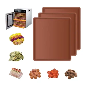 Food Grade Silicone Dehydrator Sheets with Edge Square Dryer Pad Silicone Dehydrator Tray for Fruits Meat