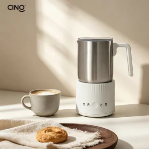 Food Grade Stainless Steel White Portable Automatic Milk Frother 3 In 1 Mini Electric Hot Cold Froth Setting for Household