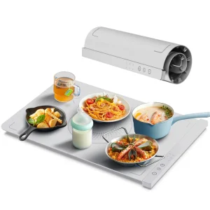 Food Heating Pad 3-gear Temperature and 7-hour Timing Electric Heating Plate Silicone Foldable Food Heating Mat