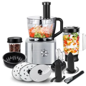 Food Processor 11 in 1 Food Processor and Blender with Chopping Blending Kneading Grinding Whisking Juicing 1100W