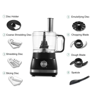 Food Processor 6 in 1 Blender Multifunctional for Chopping Slicing Shredding and Kneading Dough