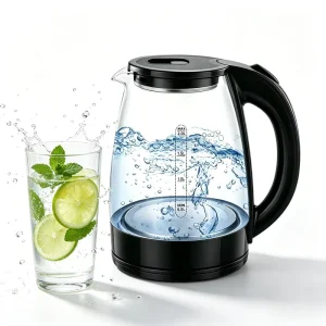 Food Safe Colored Glass Electric Kettle 1.8L Capacity Automatic Shut off Boil Dry Protection 360 Rotational Base Household