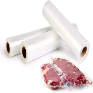 Food Saver Three Sides Sealed Embossed Vacuum Sealer Bags Rolls Heat Seal Transparent Custom Packaging Embossing Bag AL PE+PA