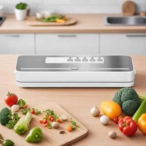 Food Vacuum Sealer Machine with Bag Cutter Dry Wet Food Preservation Packaging Machine