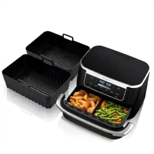 For Rectangular Dual Cooking Section Air Fryer Silicone Baking Tray Model L02604 Compatible with Ninja AF400 AF451