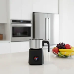 Four Functions Heating Plate Milk Frother 500W Electric Multiple Froth Density Options Plastic Housing Household Use