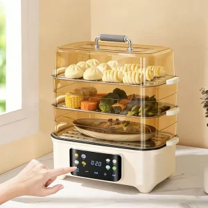 Four Tier Electric Steamer Touchscreen Control 1500W High Power Large Capacity Automatic Function Ideal for Family Cooking