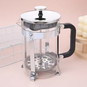 French Press Coffee Maker 34oz Capacity Stainless Steel Tea Glass Pot