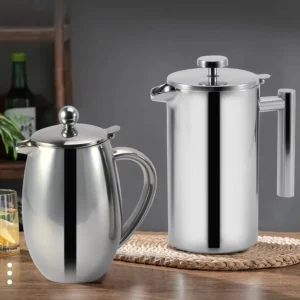 French Press Double Wall 304 Stainless Steel Insulated Coffee Maker with Stainless Steel Frame