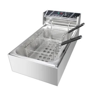 Fryer Machine Timer Temperature Control Electric Deep Fryer Silver Ordinary Set Marketing OEM Commercial 12L 1 Tank 2 Basket
