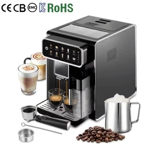 Fully Automatic Commercial Espresso Coffee Machine 15 Bars Pressure Touch Screen Display with Milk Box Hotel & Household Use