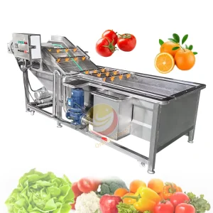 Fully Automatic Commercial Washing Machine Small Stainless Steel Bubble Washer for Leafy Vegetables Peppers Apple