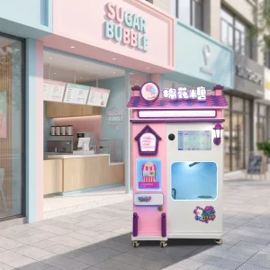 Fully Automatic Cotton Candy Vending Machine 24H Unmanned Self Service Commercial Cotton Candy Maker with Touch Screen