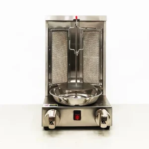 GB25 Stainless Steel Gyro Rotisserie Machine with 2 Burners for Shawarma, Doner, and Kebab Cooking