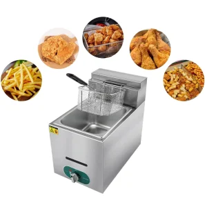 Gas Electric Stainless Steel Commercial Industrial Deep Fryer 2500W 1 Year Warranty for Falafel Fried Chicken French Frying