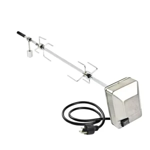 Gas Grill Rotating BBQ Rotisserie Kit with Stainless Steel Electric AC Motor