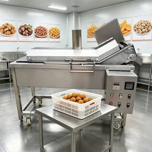 Gas Heating Deep Fryer Automatic Temp Control High Output for Snack Food Factory Production Line