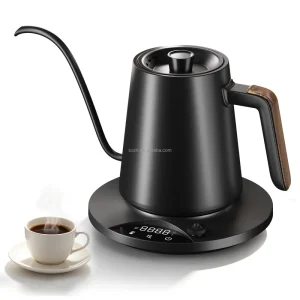 Gooseneck Water Kettle Electric Temperature Control for Coffee and Tea Stainless Steel Inner 1200W 0.9L Auto Shutoff