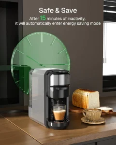 Ground Coffee Multi Coffee Maker Single Serve 19Bar Programmable One Touch Brewing Espresso Machine 20oz Removable Water Tank