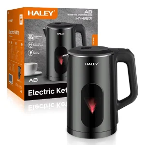 HALEY 2L Double Wall Electric Kettle 1500W AB Cordless Teapot Approved for Household Car Hotel Use