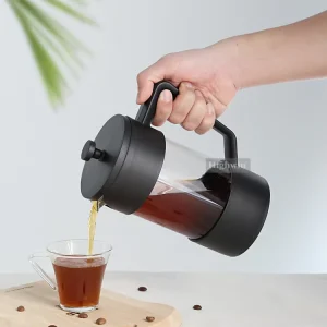 HIGHWIN Plastic French Press Insulated Borosilicate Glass Portable French Press Coffee Maker with Reusable Filter