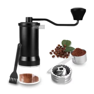 HIGHWIN Portable Camping Hand Crank Manual Coffee Grinder Adjustable Stainless Steel Burr Coffee Bean Grinder