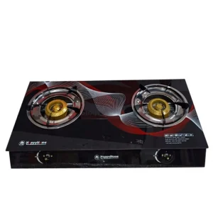 Haley Kitchen Dual Cooker Gas Stove New Design Black Tempered Glass Cooktop Blue Fire A-Class Energy for Household Hotel Use
