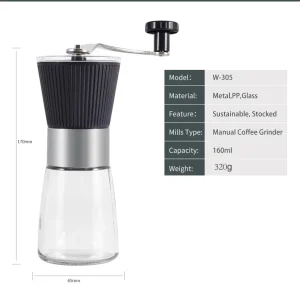 Hand Crank Coffee Grinder and Mill Modern Minimalist Design Made in China