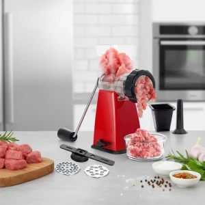 Hand Crank Grinder Rotary Meat Grinder with Handle Strong Suction Base Kitchen Speed Spin Veggie Slicer Nut