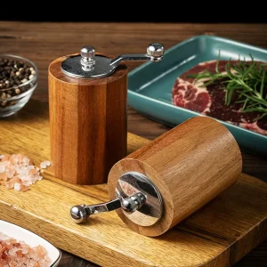 Hand Crank Pepper Salt Mill Adjustable Manual Spice Coffee Grinder Wooden Salt and Pepper Grinder Set for Kitchen Item