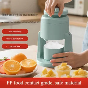 Hand-Cranked Small Household Ice Crusher Manual Non-Electric Ice Shaver Machine for Smoothies Kitchen Ice Maker