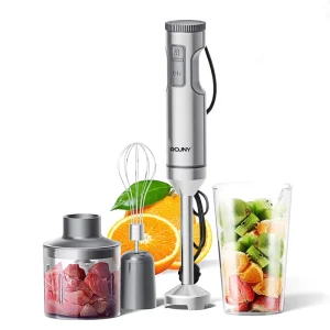 Hand Immersion Blender 1000W Powerful 4 in 1 Stainless Steel Stick Food Mixer 700ml Mixing Beaker 500ml Processor Whisk