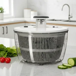 Hand Operated Salad Spinner Fruit Vegetable Washer Lettuce Spinner Fruit Washing Bowl with Strainer for Home Kitchen