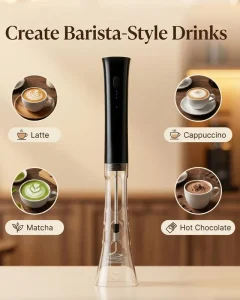 Hand free Rechargeable Milk Frother One tap Self Clean USB Rechargeable 1200mah Lithuim Battery Easy for Latte Matcha