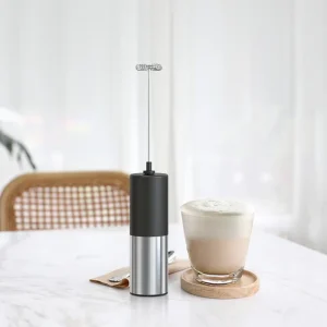 Hand-held Electric Milk Frother Black and Silver Plastic Milk Beater
