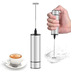 Handheld Aluminum Electric Matcha Coffee Milk Frother Battery Powered Manual Whisk Frother Household Eco Friendly Safe