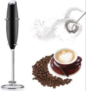 Handheld Battery Operated Electric Milk Frother with Stainless Steel Stand Included for Coffee