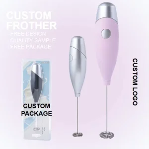 Handheld Battery Operated Stainless Steel 304 Electric Milk Frother 2 AA Batteries Eco-Friendly Kitchen Mini Egg Beater