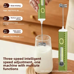 Handheld Electric Milk Frother with Light Stainless Steel Charging Small Household Mixer for Cream and Coffee